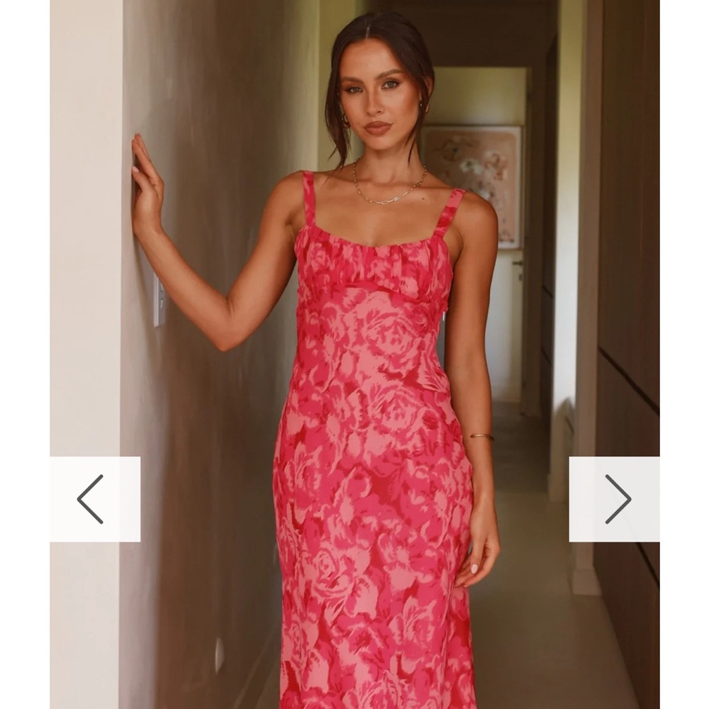Elegant Pink Floral Maxi Dress